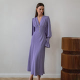 Women Dress Elegant Lantern Sleeve Chiffon Dress