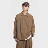 Unisex Jacket Retro Pullover Sports Jacket Loose Outdoor Polo Collar Top
