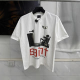 Mens T-shirts Saint Michael Thorn Jesus Print Vintage Short Sleeve T-Shirt