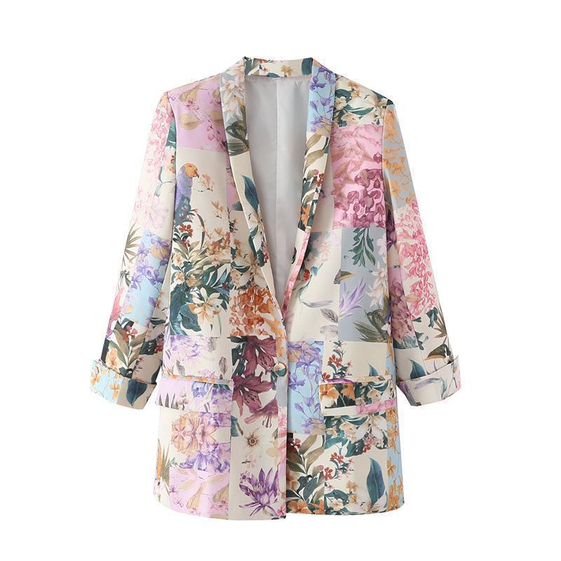 Women Suits One Button Printed Suit Coat Suit