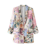 Women Suits One Button Printed Suit Coat Suit