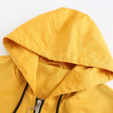 Women Trench Coat Spring and Autumn Anorak Women's Long Sleeve Zipper Drawstring Coat
