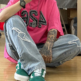 Men Jeans Hip Hop Jeans Men's Summer Loose Straight Trousers