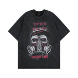 Men T Shirt Vintage Dog Printed Worn Looking Washed-out Half Sleeve T-shirt