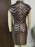 Women Evening Gown Sexy Retro Sequins Dress