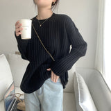 Women Knitted Pullover Autumn and Winter Loose Long-Sleeved Sweater Top