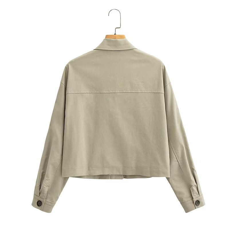 Women Jacket Fall Lapels Single-Breasted Long Sleeve Pocket Shirt Coat Jacket