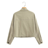 Women Jacket Fall Lapels Single-Breasted Long Sleeve Pocket Shirt Coat Jacket