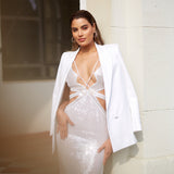 Women Dresses Sexy Cutout Dress Split Dress Skirt (Zns0409)