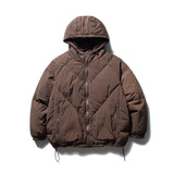 Unisex Winter Cotton Coat Winter Solid Color Pocket Decorative Hooded down Jacket