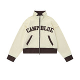 Women Jacket Letter Affixed Cloth Embroidered Turtleneck Multi-Color Coat