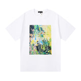 Purple Brand T Shirts Summer Oil Painting Printing Men's and Women's Loose-Fitting Casual round-Neck Short-Sleeved T-shirt