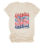 America Bow Short Sleeve Women's Fashion T-Shirt