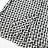 Women Trench Coat Black and White Plaid Long-Sleeved Shirt Women's Loose Casual