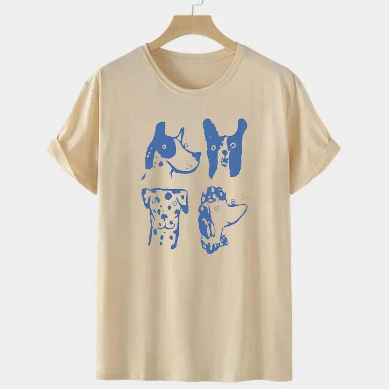 Funny Women Short Sleeve Loose Cotton Casual Tops Cartoon