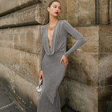 Women Dresses Sexy Hollow Long-Sleeved Dress