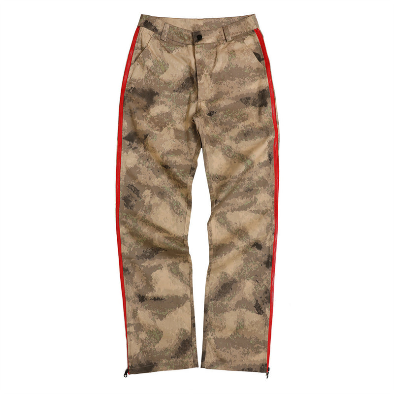 Men Sweatpants Casual Pants Zipper Stitching Slit Outdoor Sports Trousers