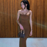 Women Dresses Casual Sleeveless Slim Fit Camisole Dress (Bla0420)