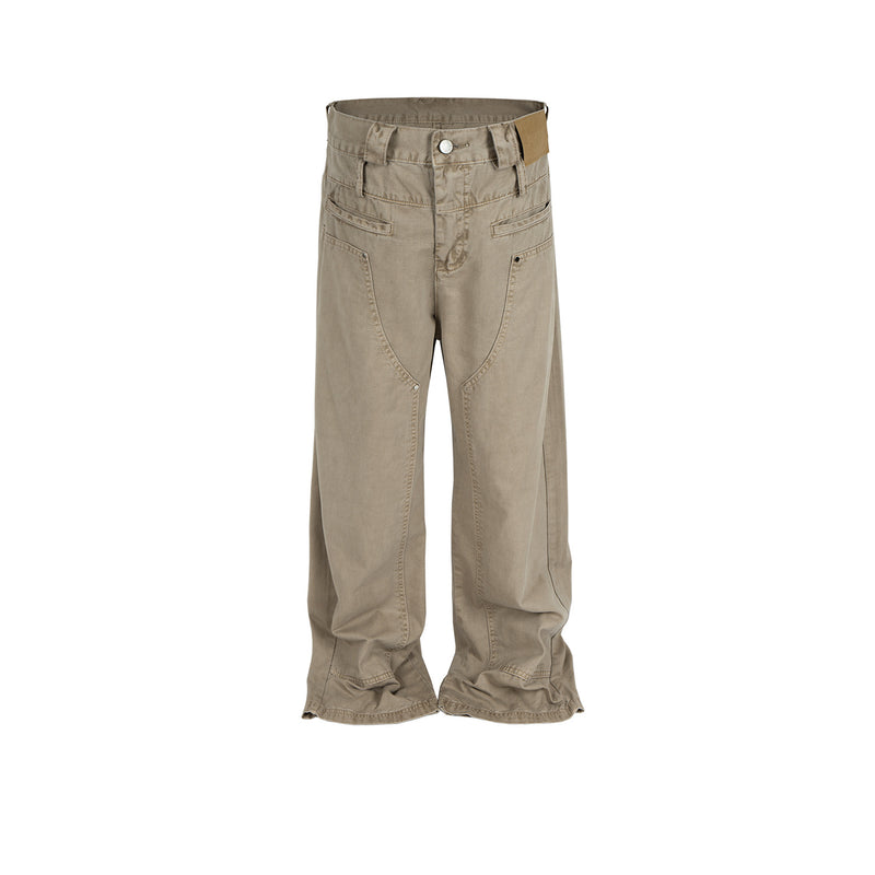 MIJKO Mens Vintage Pants MIJKO Logging Straight Jeans Cleanfit Wide Leg Overalls