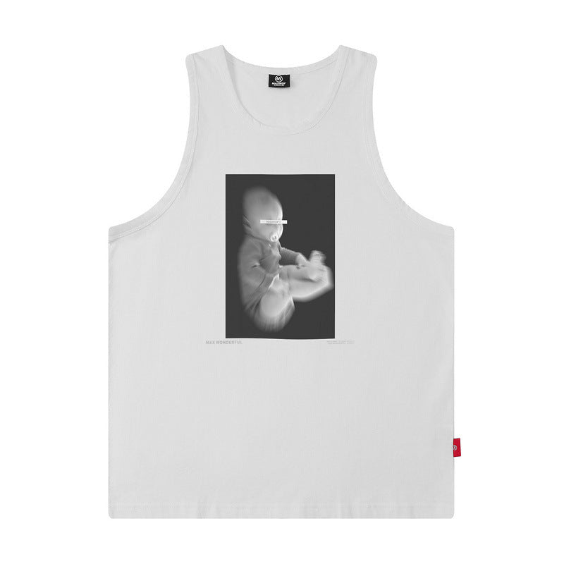 Men Vest Hip Hop Basketball Sleeveless Vest Men's and Women's Sleeveless T-shirt