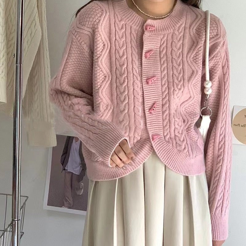 Women Knitwear Autumn Winter Retro Sweater Loose Knitted Cardigan