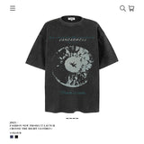 American vintage street T-shirt pure cotton retro men's and women's summer loose half sleeves