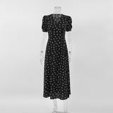 Women Dress Spring and Summer Elegant Print Puff Sleeve Dress
