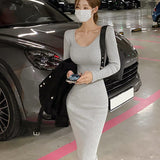 Women Dresses V-neck Dress Long Skirt Hip Skirt