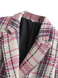 Women Suits Autumn Vintage Texture Double Breasted Blazer Women's Suit