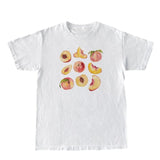 Vintage Peaches Printed Graphic Tees Women Cute Cottagecore