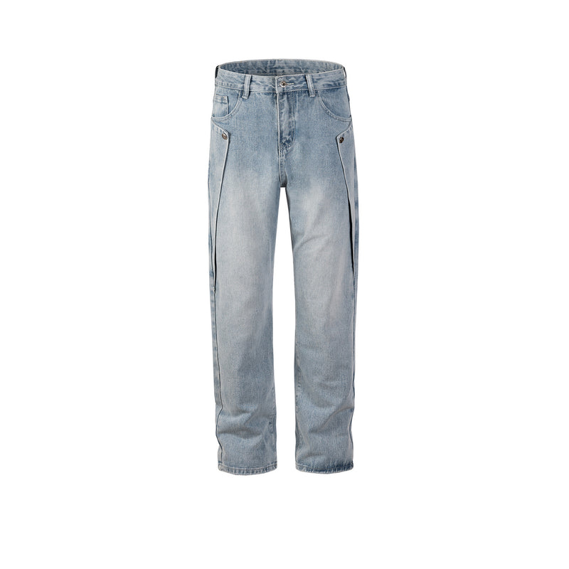MIJKO Men's Vintage Pants MIJKO Men's Women's Splicing Washed Jeans