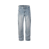 MIJKO Men's Vintage Pants MIJKO Men's Women's Splicing Washed Jeans