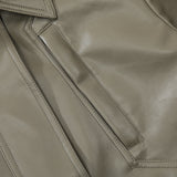 Women Jacket Motorcycle Short PU Leather Coat Lapel Leather Jacket