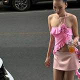 Women Tops Spring Vest Ribbon Flower Top