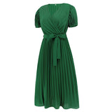 Women Date Dress Summer Puff Sleeve Dress V-neck Dress