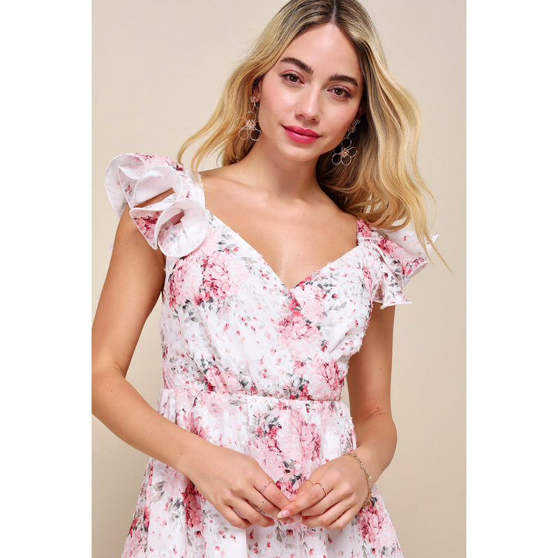 Women Dresses Sexy V-neck Backless Maxi Dress Floral Dress Beach Dress (Lbk0409)