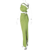 Women Dresses Autumn Sexy Backless Slim Fit Split Skirt Suit