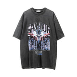 Men Vintage T-Shirt Devil Science Fiction Printed Short Sleeve T-shirt