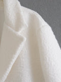 Women Woolen Coat Autumn and Winter Solid Color Suit Collar Mid-Length Double Breasted Woolen Coat