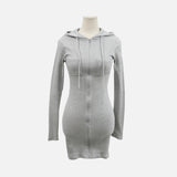 Women Dresses Zipper Tight Dress Long Sleeve Casual Sports Style Short Skirt