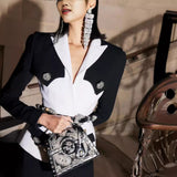 Women Dresses Bandage Two-Piece Black and White Tops (Otn202404)