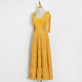 Women Dresses Summer Strappy Bow Long Dress (Qymy0409)