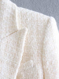 Women Suits Spring and Autumn Casual Textured Double Breasted Blazer