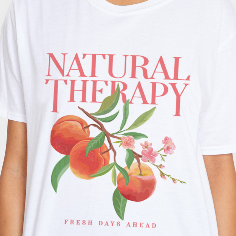 Botanical Peach Fruit T-Shirt Women Vintage Motivational