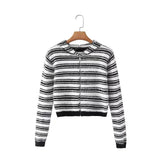 Women Sweater Knitwear Striped Knitted Bottoming Shirt Short Autumn and Winter Outer Wear Hooded Sweater