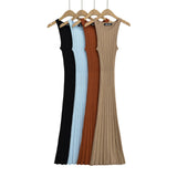 Women Dresses Summer round Neck Sleeveless Knitted Dress (Xds0414)