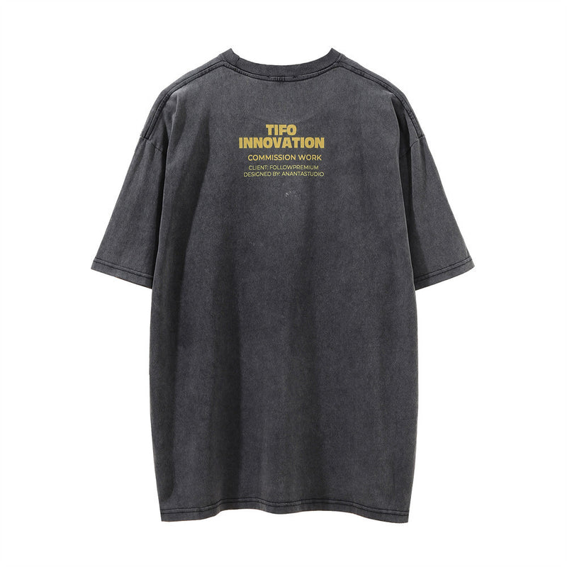 Men Vintage T-Shirt Animal Science Fiction Printed Men's Short Sleeve T-shirt