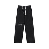 Men Sweatpants Five-Pointed Star Embroidered Slacks Loose Wide-Leg Pants Elastic Waist Mop Pants Trousers