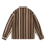 Unisex Jacket Autumn Brushed Striped Coat