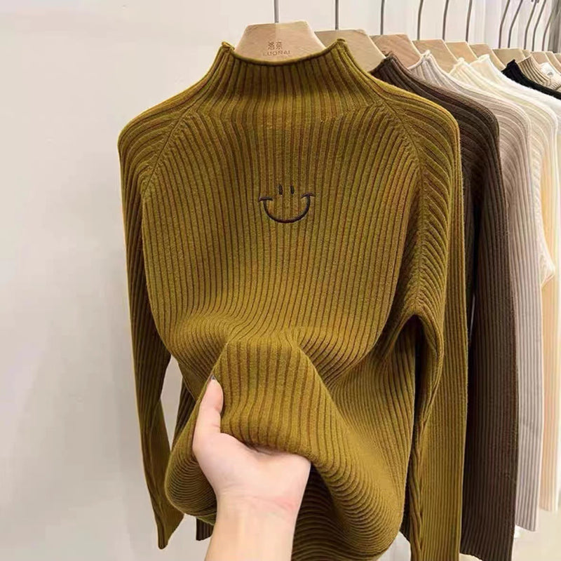 Women Knitted Pullover Turtleneck Sweater Women's Loose Sweater Autumn Winter Coat